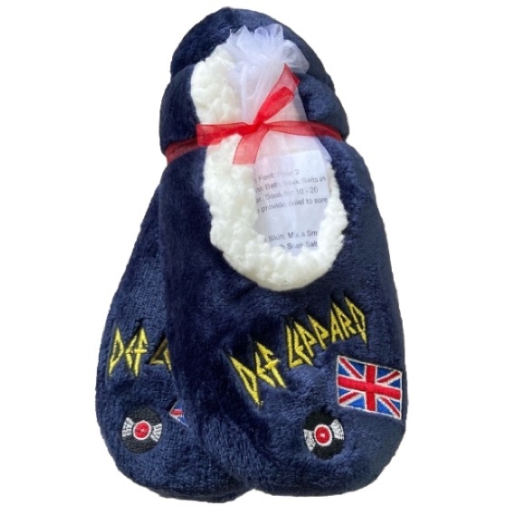 GIFT SET Def Leppard Slippers Womens 7 Calming FOOT SOAK Salt Mint Green Tea - Picture 1 of 11